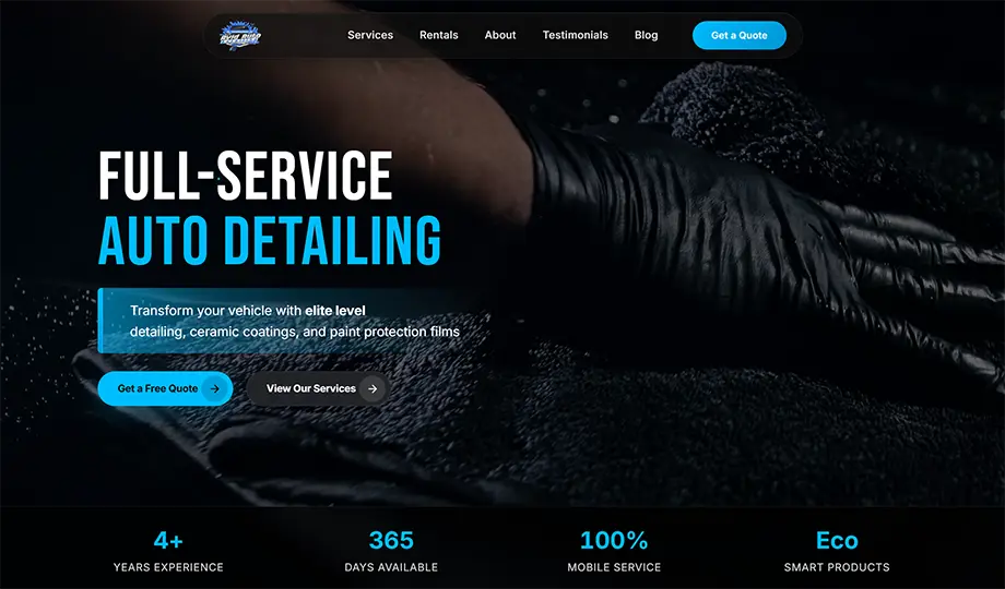 Avid Auto Detailing professional car service website