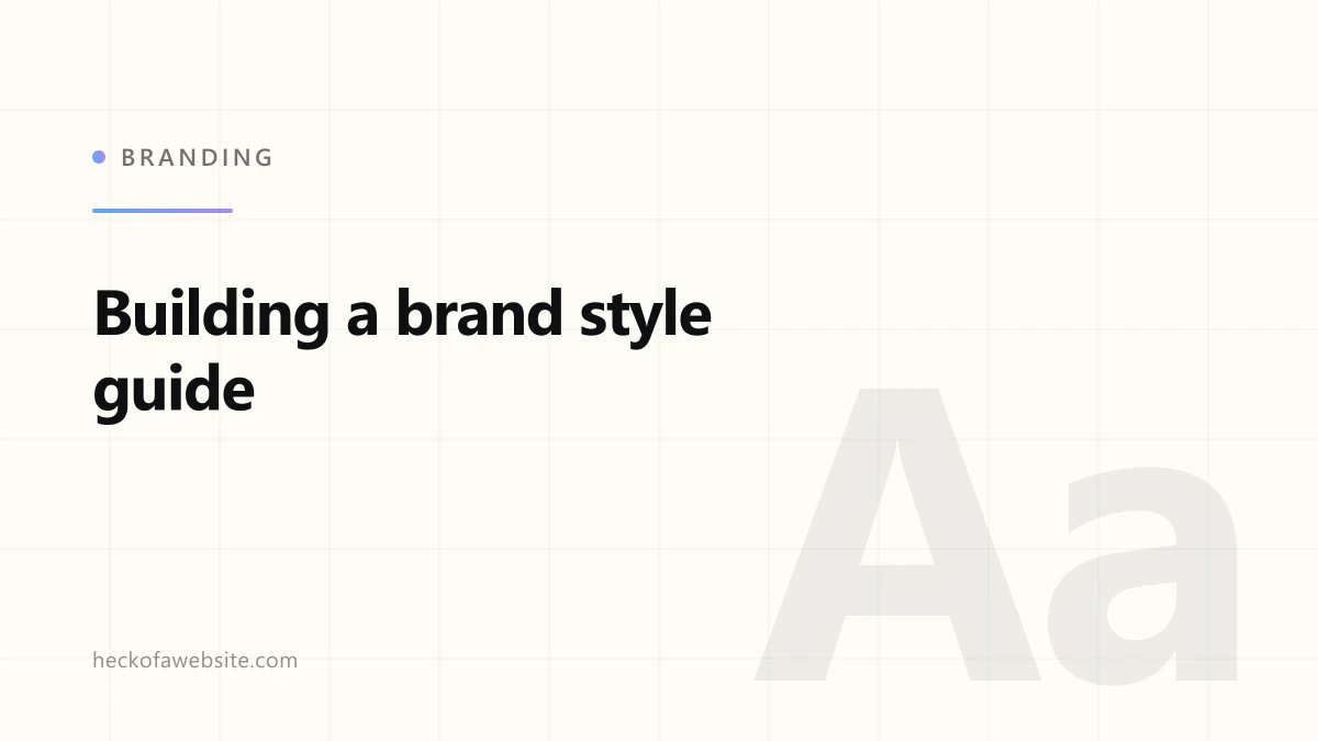 Brand-styled cover card reading "Building a brand style guide"