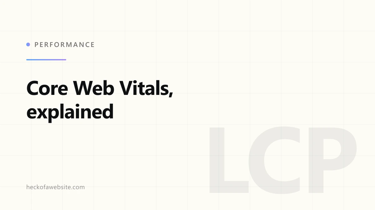 Brand-styled cover card reading "Core Web Vitals, explained"