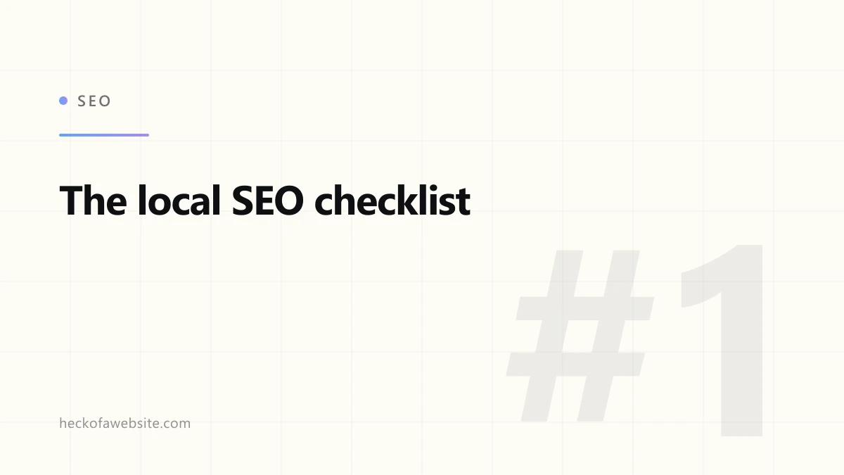 Brand-styled cover card reading "The local SEO checklist"