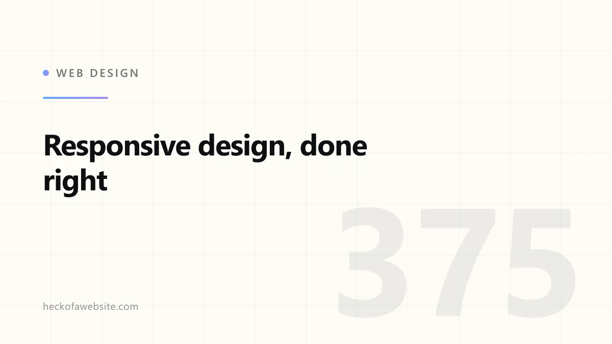 Brand-styled cover card reading "Responsive design, done right"
