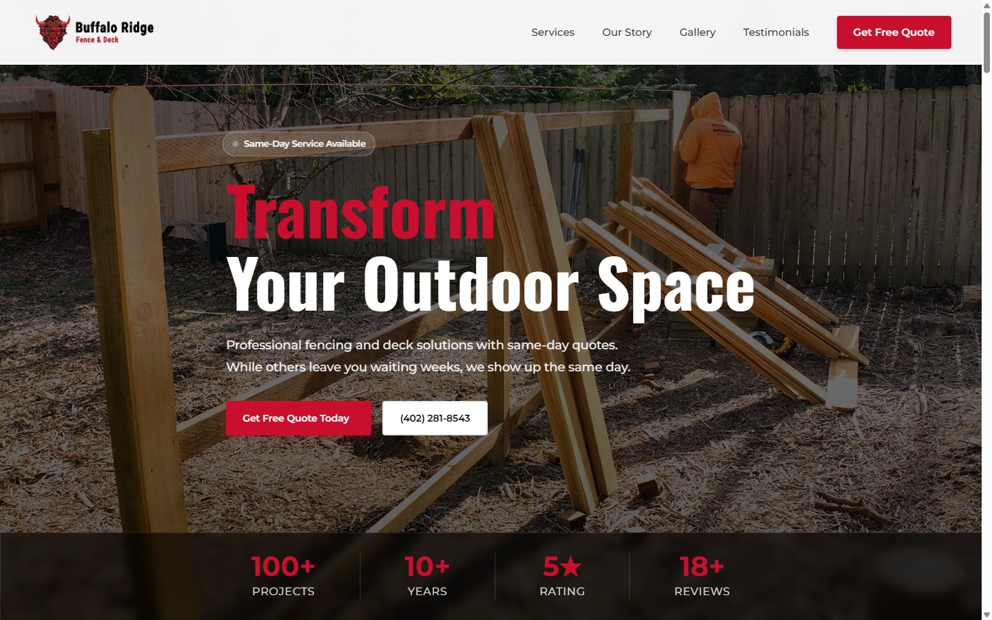 Buffalo Ridge Fence website on desktop