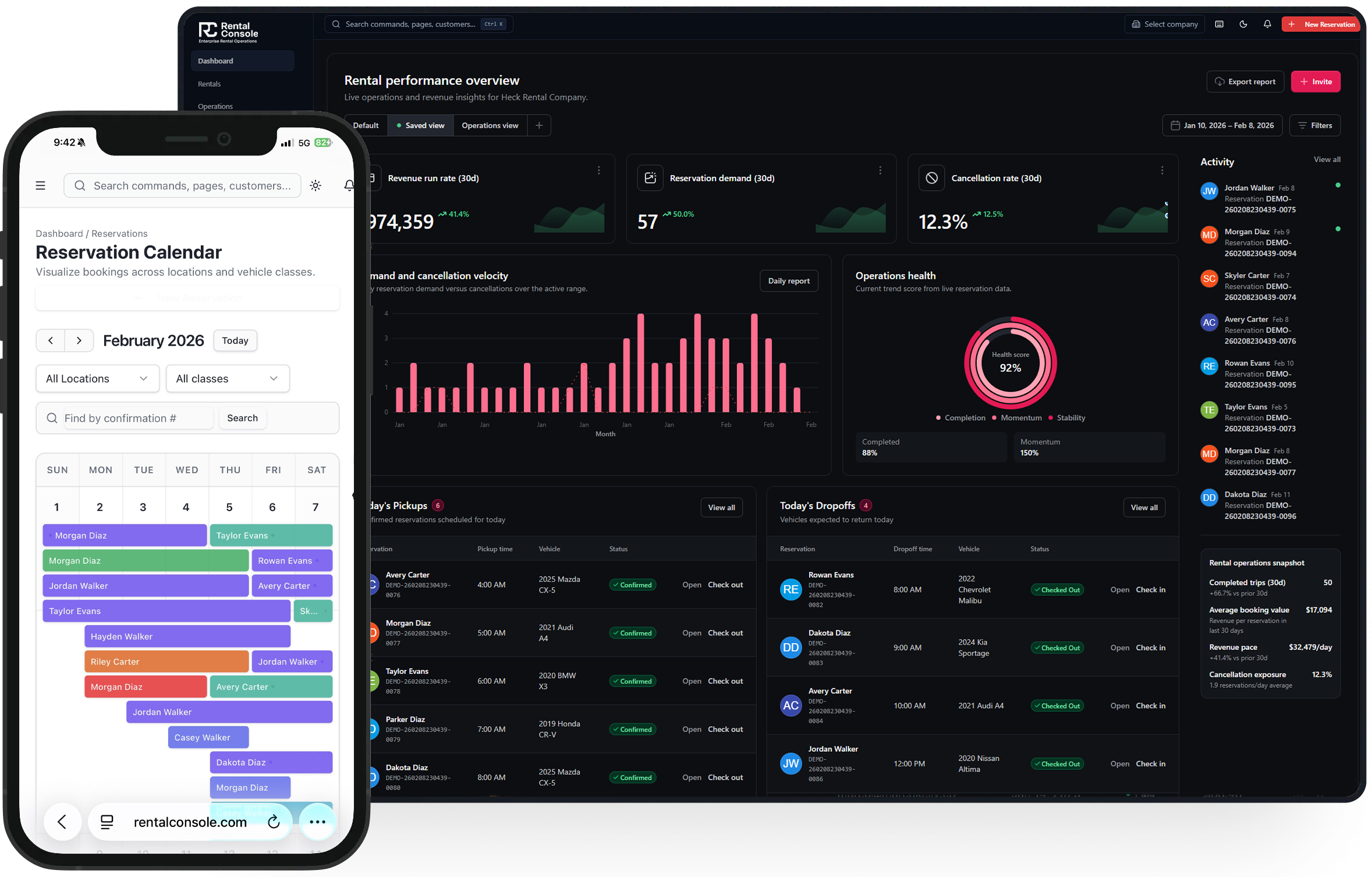 Desktop and mobile application mockups