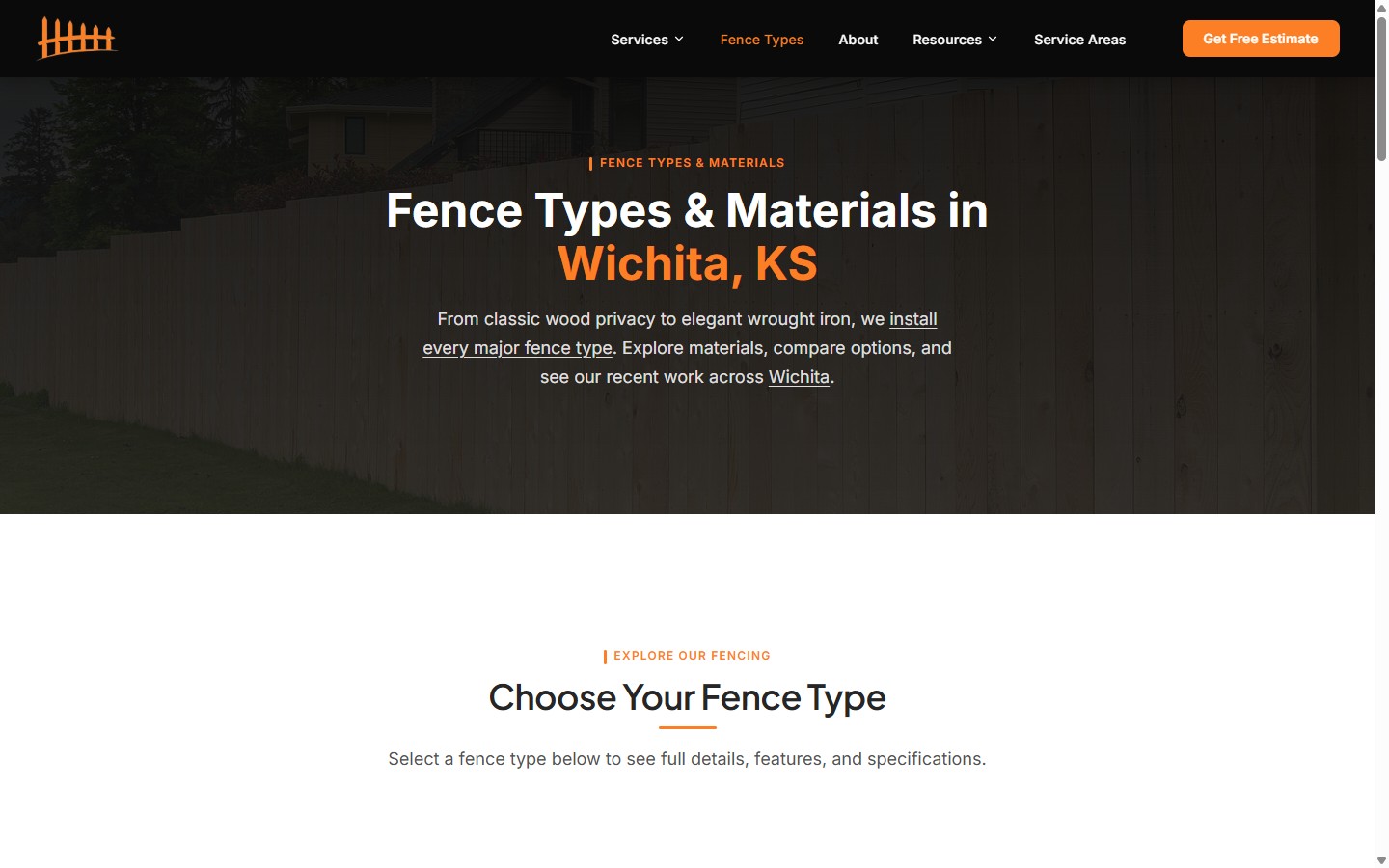 Midwest Fence ICT — Fence Types page