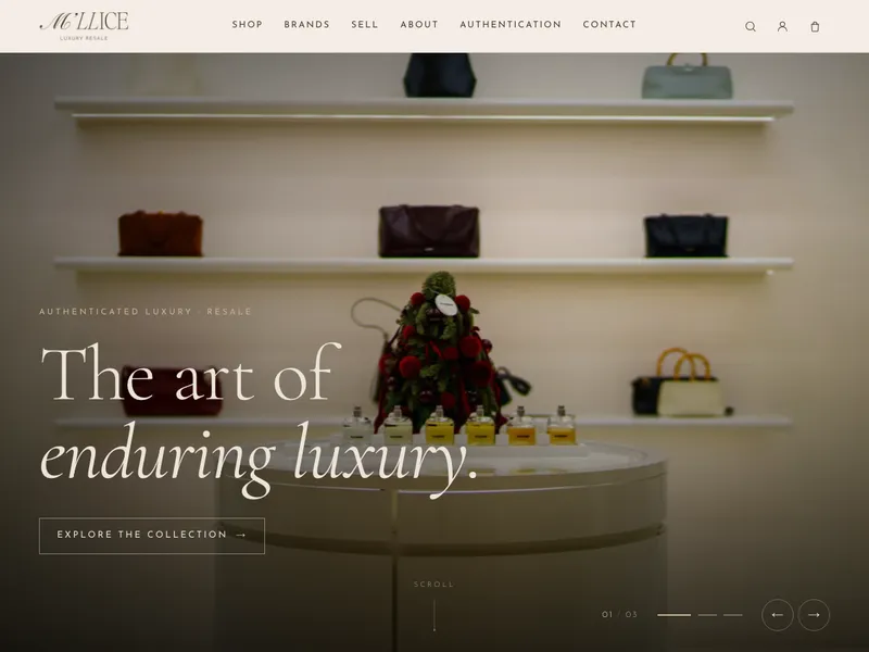 M'llice luxury resale e-commerce website design