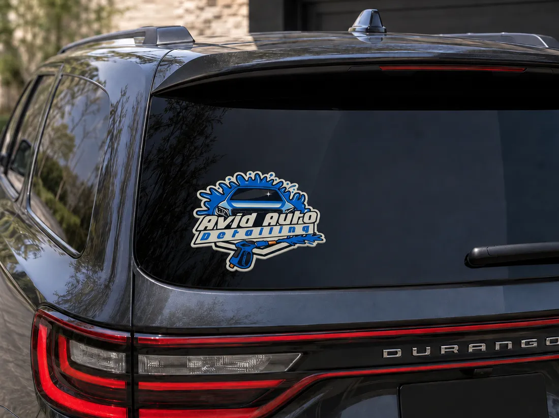 Custom die-cut sticker applied to a client vehicle