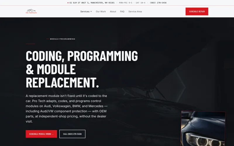 Pro Tech Auto module programming service page